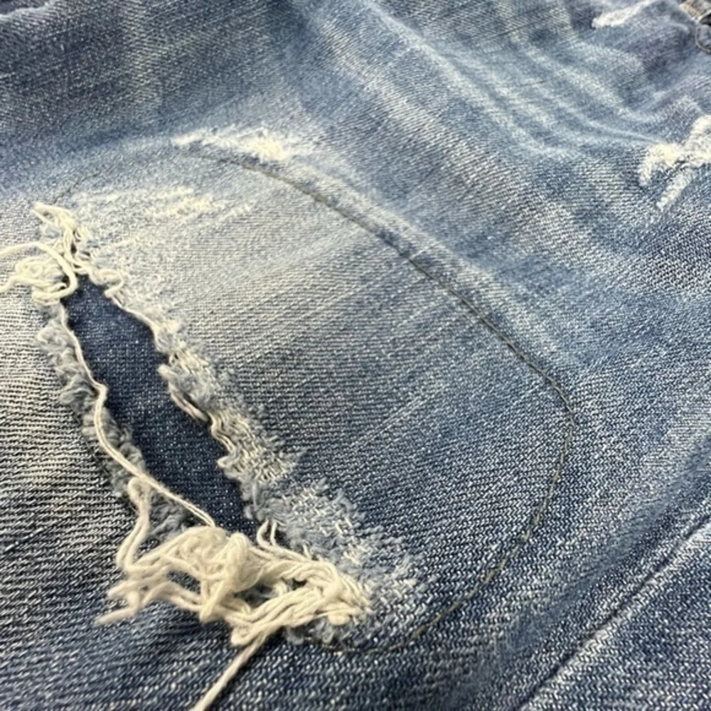 Thrashed Hige Faded Designer Denim Blue Ripped Jeans Stitching and Patchwork 💎 - Picture 9 of 16